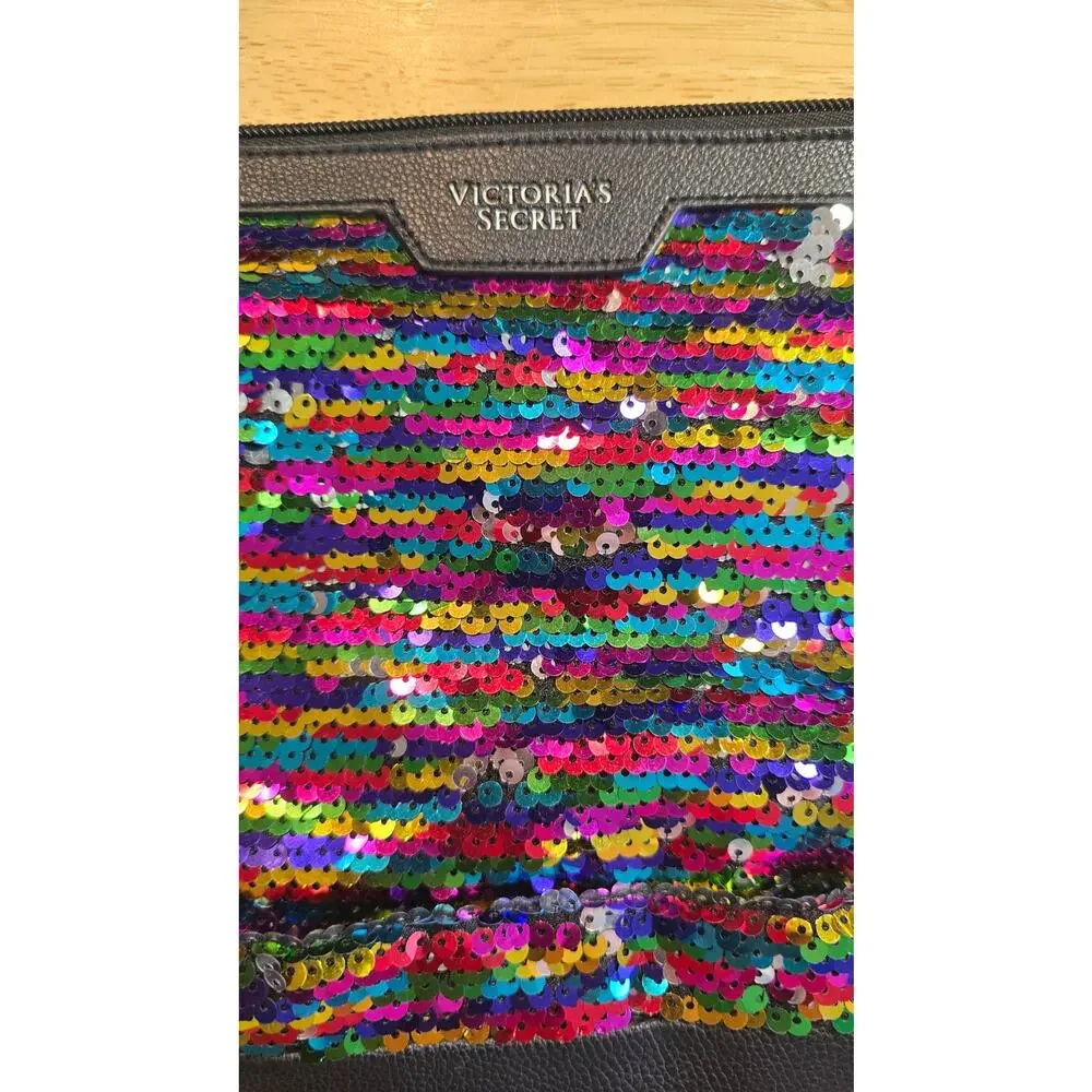 Y2k Style Sequin Rainbow Victiorias Secret Makeup Bag Coquette